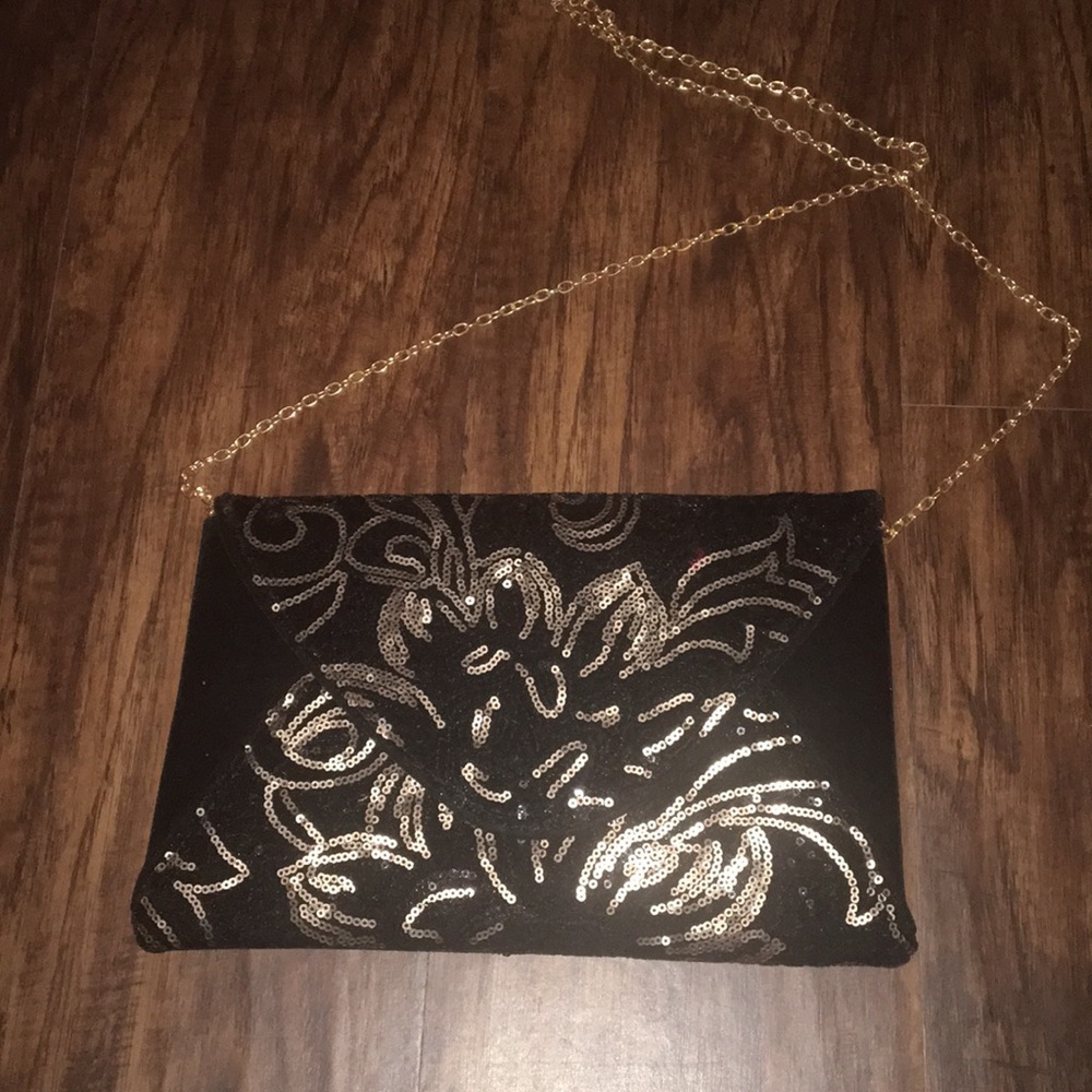 Black and gold cross body or clutch purse